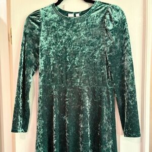 Gap Girls Velour Green Skate Dress Green XL (12) EUC